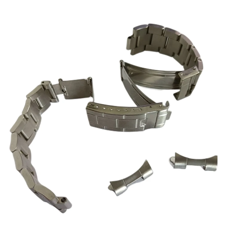 Watch Accessories 20mm Brushed Polish Stainless Steel Oyster Watch Band Strap Bracelet Curved End Strap Fit For RLX Watch