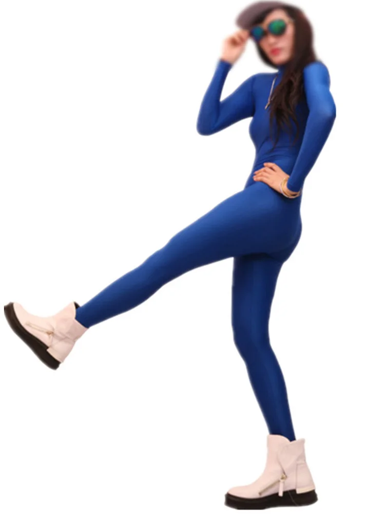 Sexy Women Slim Shiny Full Bodysuit Dance Wear Sexy Tight Yoga Shaping Jumpsuit Oil Glossy High Elastic Leotard Dance Wear 2