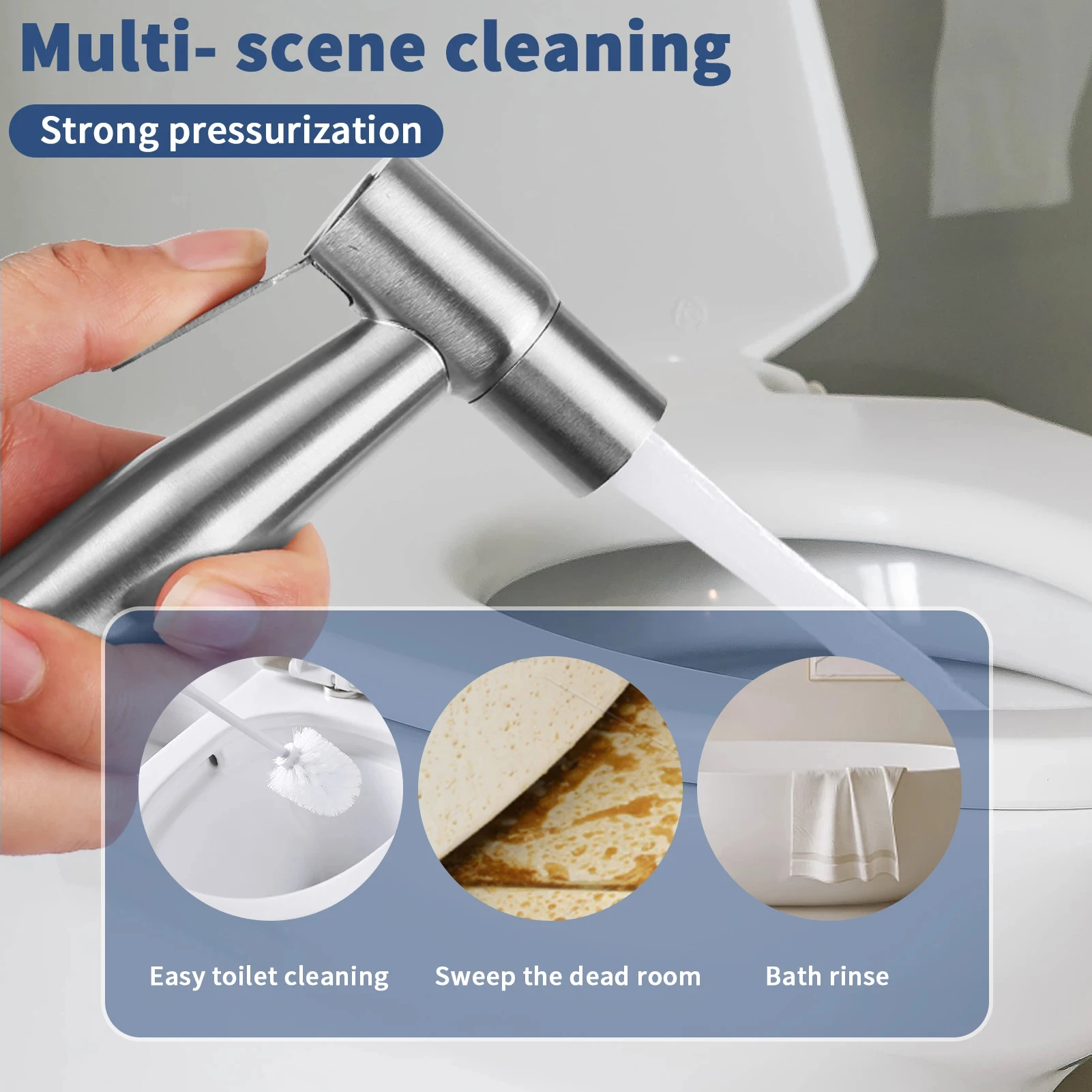 Toilet Handheld Bidet Sprayer Set Stainless Steel Spray Gun For Bathroom Shower Cleaning Personal Hygiene Accessories