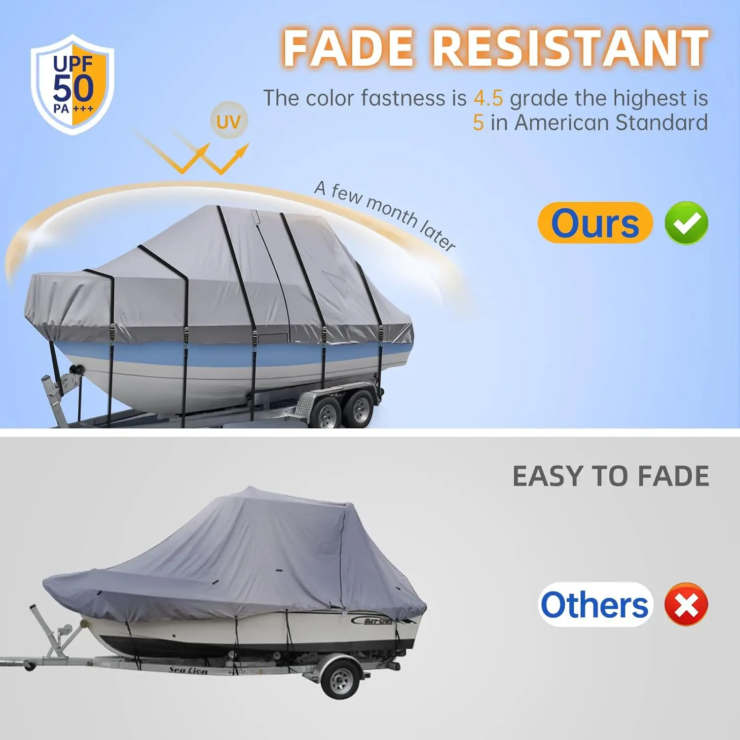 Waterproof T Top Hard Top Boat Cover, Trailerable Center Console Boat Cover