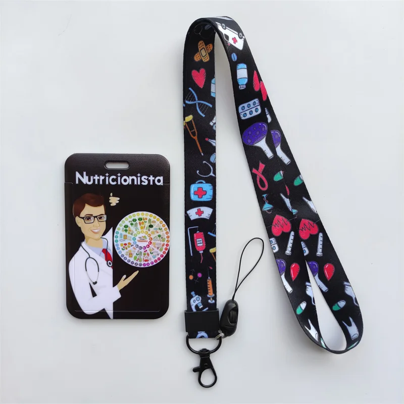 Cordini neri per infermiere medico porta carte d'identità porta Badge  ospedaliero appendere cordino in corda custodia per carte divertente Clip  retrattile per ragazze - AliExpress