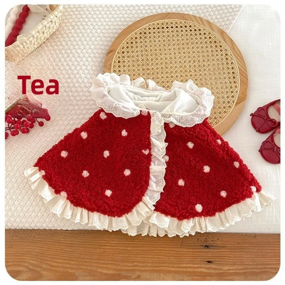 내구성 있는 따뜻한  후드 망토 공주 플리스 여아 겨울 케이프  레이스 토끼 귀 스노우 재킷