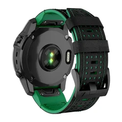 Versatile QuickFit Leather Silicone Watch Strap - Premium 26mm/22mm Band - QuickFit 22mm (Black Green)