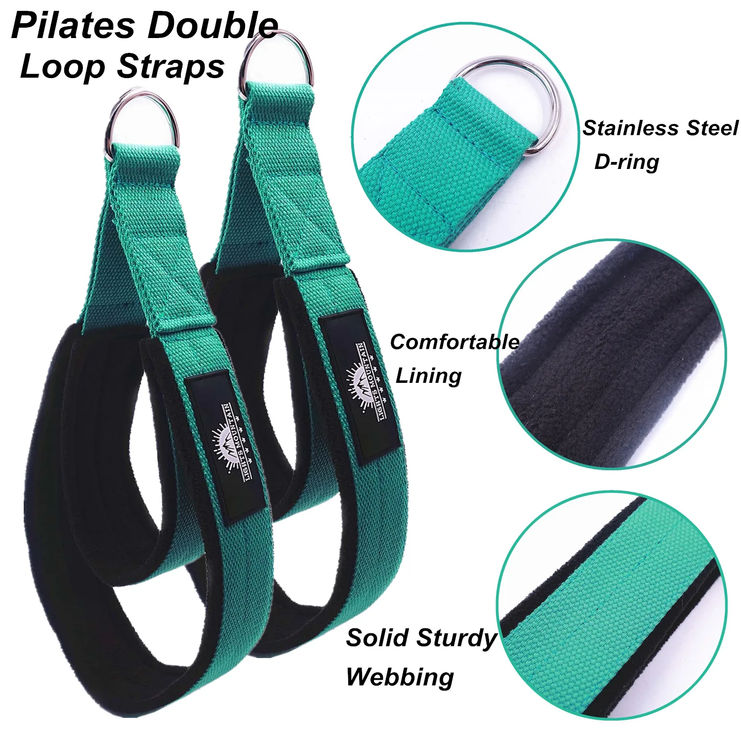 1 Pair Pilates Double Loop Straps for Reformer Fitness D-Ring Straps Handle Yoga Exercise Accessories for Home Gym Workout yoga strap aerial yoga strap