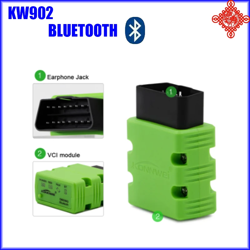 Best Quality KONNWEI KW902 Bluetooth Compatible ELM 327 OBD2 KW902 For