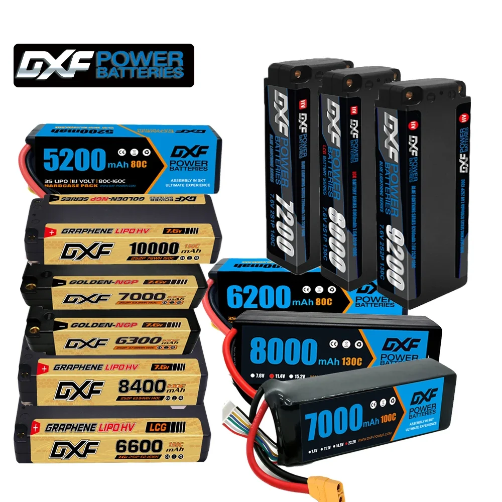 

Аккумулятор DXF Lipo 2S 3S 6S, 7,6 В, 14,8 в, 15,2 в, 22,2 мАч, 10000 мАч, 9200 мАч, 8400 мАч, 8000 мАч, 7200 мАч, 6600 мАч, 6200 мАч, 5200 мАч, 5 мм цилиндрический