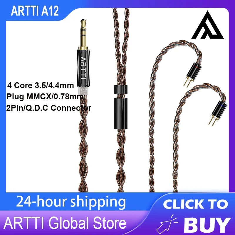 

ARTTI A12 HIFI IEMs Earphone Cable 4 Core 3.5/4.4mm Plug MMCX/0.78mm 2Pin/Q.D.C Connector Monitor Headphone Upgrade Cable