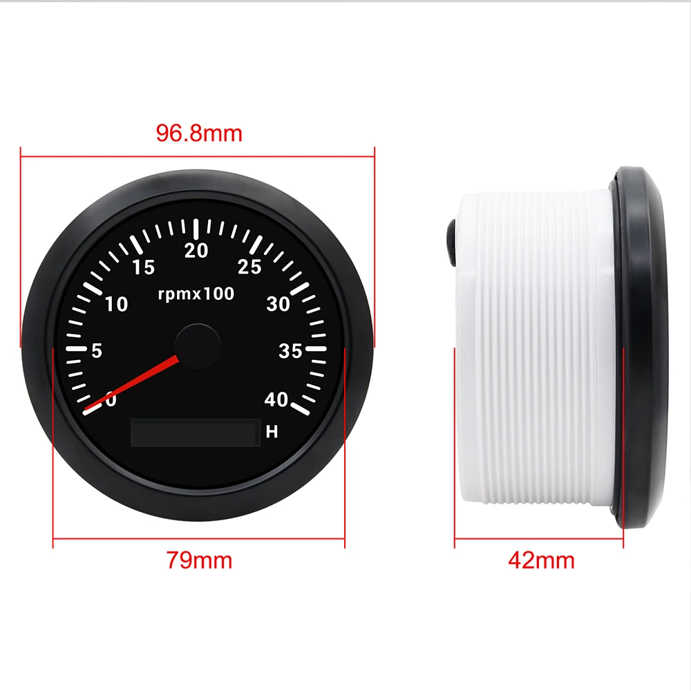 LCD 시간 계량기 장착 타코미터, 해양 보트 자동차 RPM 게이지, 0-3000 4000 8000 RPM 계량기, 7 가지 색상 백라이트, 85mm