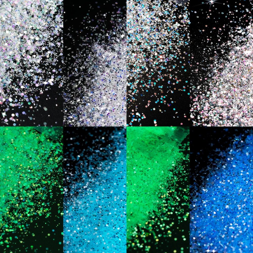 10g/lot White Change to Green/Blue Powder Luminous Nail Powder Glow In Dark Nail Glitter Pigment Phosphor Glowing Dust