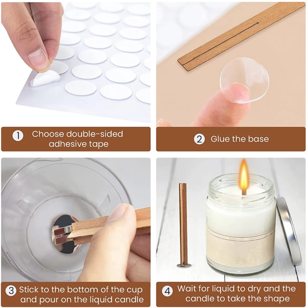 Wooden Candle Wicks with Metal Base for Soy Wax Candle Making