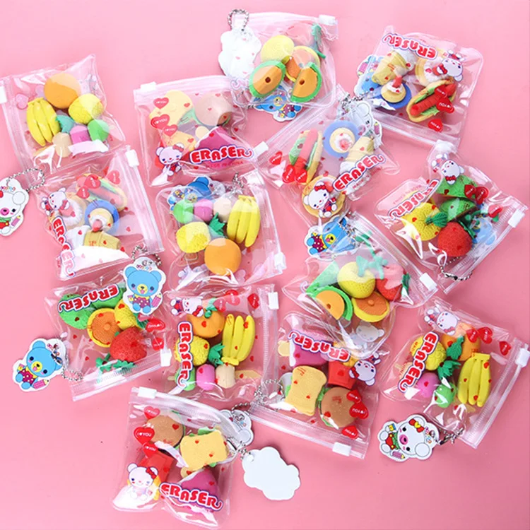 

Cute Cartoon Mini Eraser Fruit Vegetables Shape Rubber Kids School Correction Supplies Fun Gifts Pencil Erasers