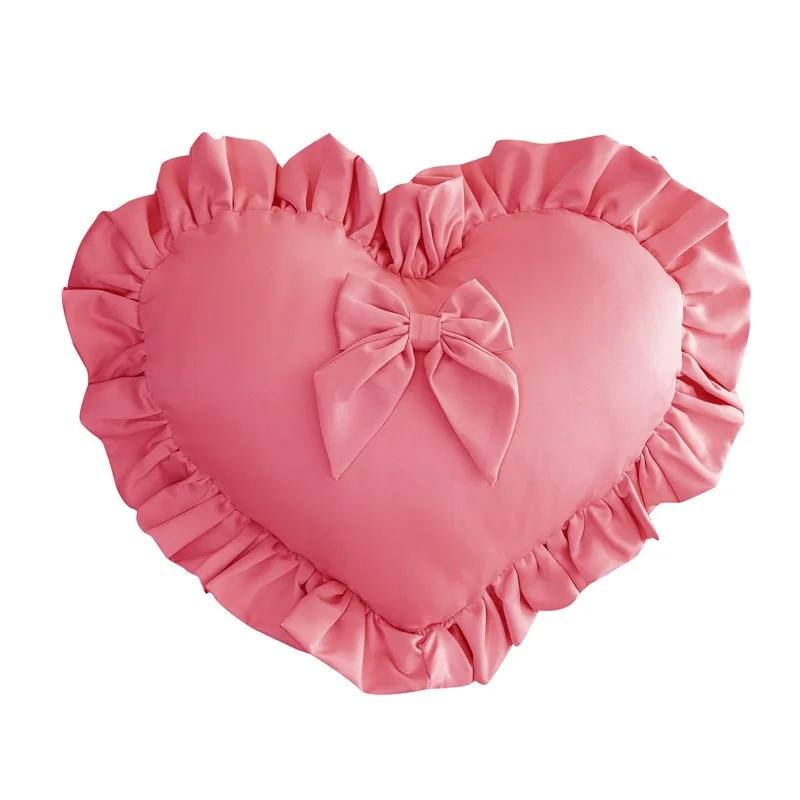 Lovely White Black Pink Heart Cushion Girl Room Decor Ruffled Love Heart Shape Sofa Cushion Pillow Kids Room Baby Shower Gifts 2