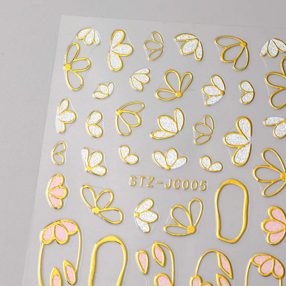 2pcs 브론징 난초 데이지 꽃 라인 네일 스티커 Y2K 동백 꽃잎 꽃 우아한 꽃 골든 에지 라인 디자인 장식
