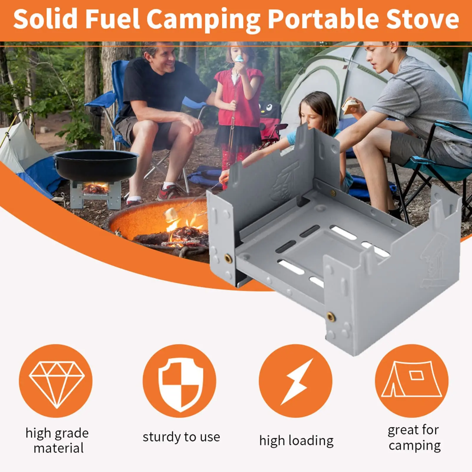 Light Weight Portable Stainless Steel Pocket Folding Wood Stove Alcohol