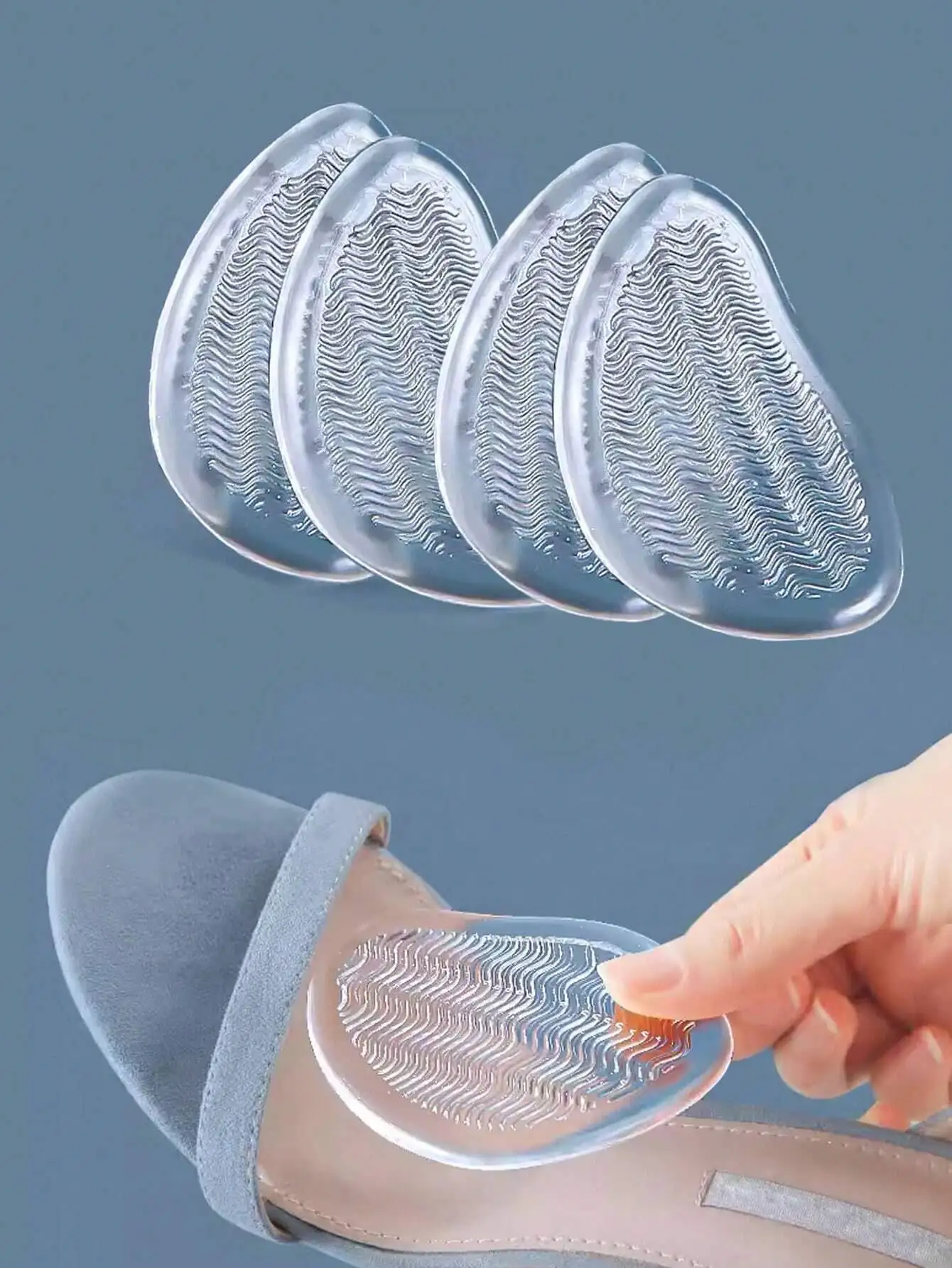 2 Pairs Forefoot Insert Cushion Pads For Women Shoes Anti Slip Silicone Foot Pain Relief Pads For High Heels Sandals Gel Shoe In