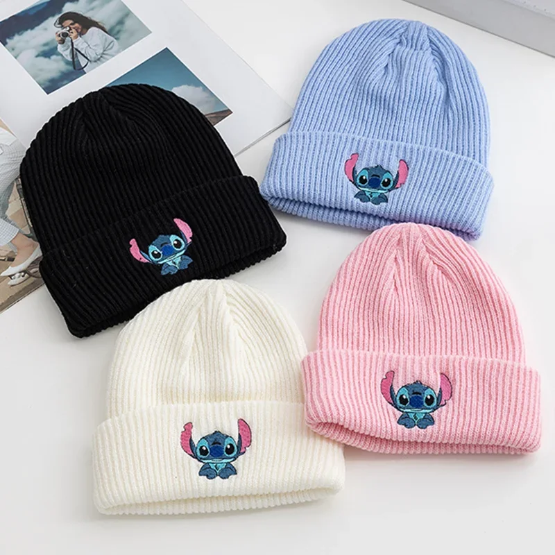 New Stitch Beanie Hat Women Cute Cartoon Winter Hat Gift For Adult Kids Warm Knitted Hat