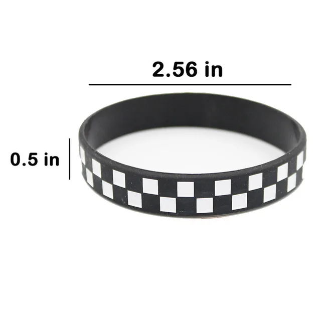 6/12/24pcs Racing Car Rubber Bracelets Silicone Race Car Black White Checkered Silicone Wristbands Race Car Party Favors Decors 3