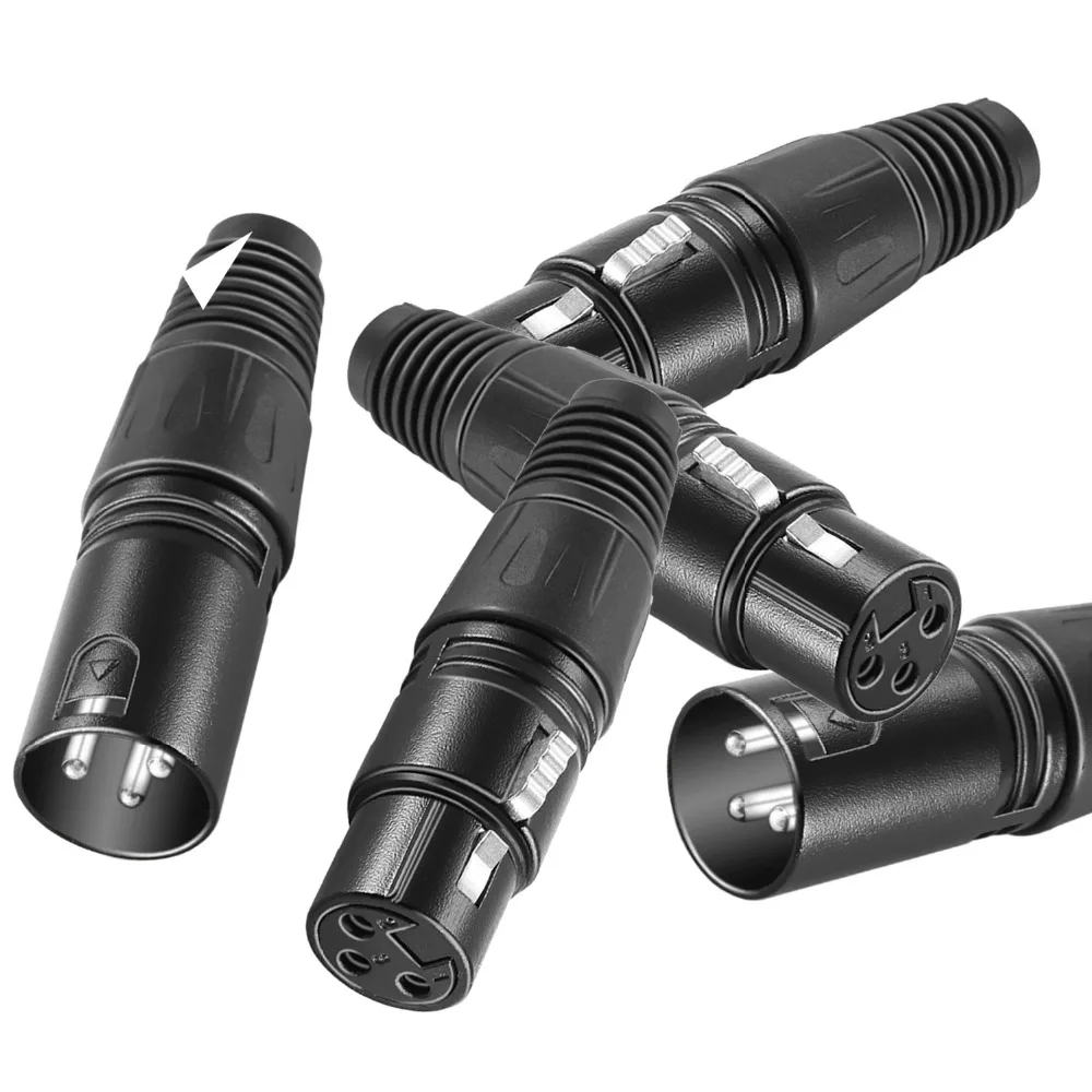 20-Piece 3-Pin XLR Mic Snake Plug Connector ,10 Male And 10 Female Cable Connect