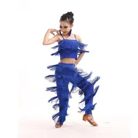 Costumes de pantalon de danse latine pour enfants, robe à franges pour filles, salsa samba, grande taille, salle de Rh, tenues de scène pour enfants 2