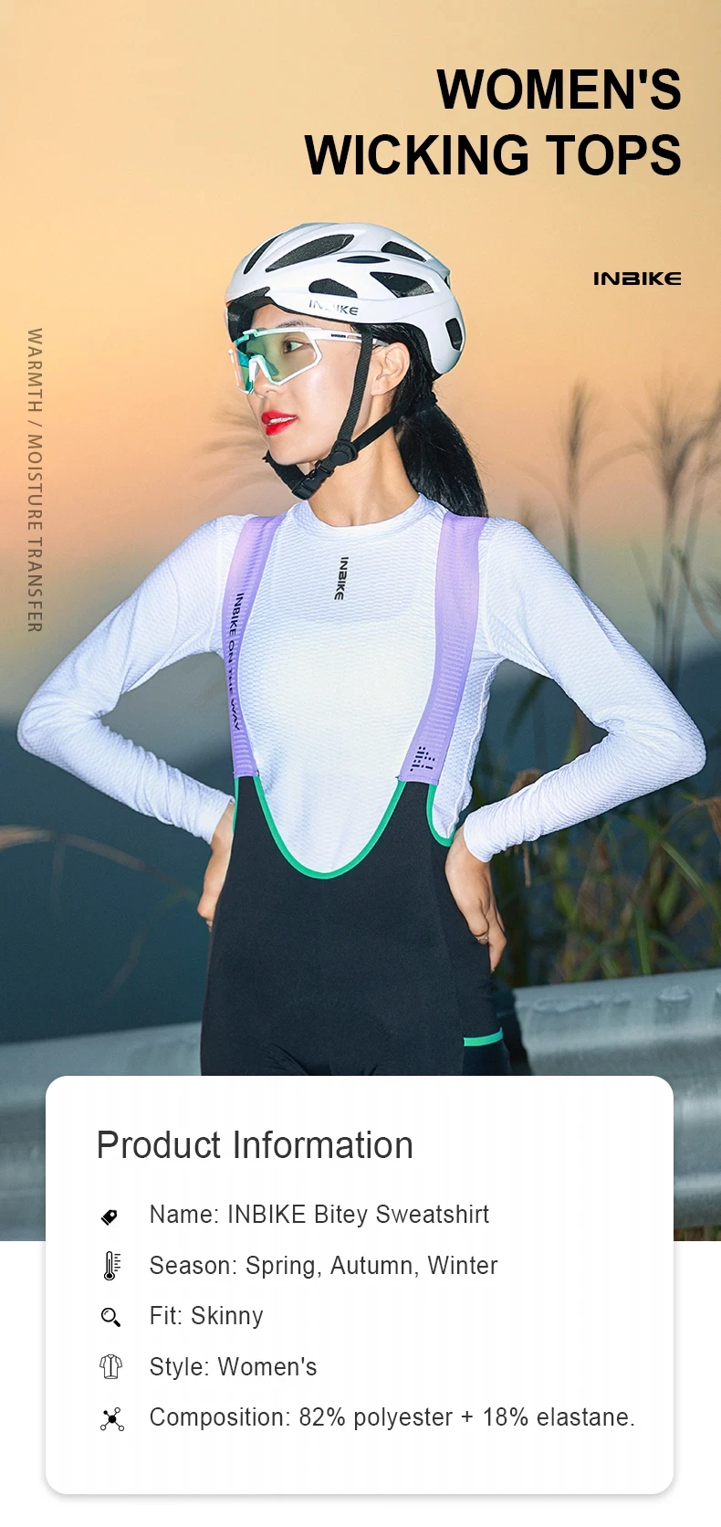 Description Picture 2 of itemINBIKE Undershirt Cycling Women First Layer High Elasticity Cycling Clothing Breathable Light Warm Cycling Base Layer