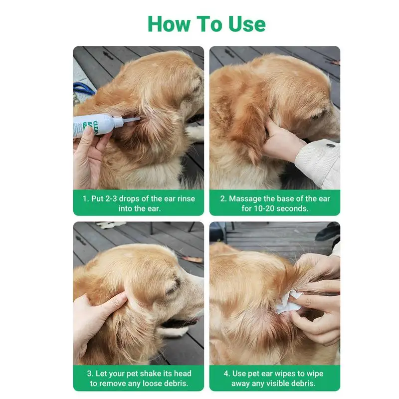 Dog Ear Drops 120ml Dog Ear Cleaner Cleaning Solution For Dogs Effective Wash Cat Cleaner Pet Supplies For Small