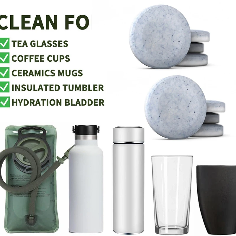 

Water Bottle Cleaning Tablets Glass Cup Clean Tablet Stainless Steel Thermos Tumbler Cleaner Tablets Removes Stains Odors 60 Tab