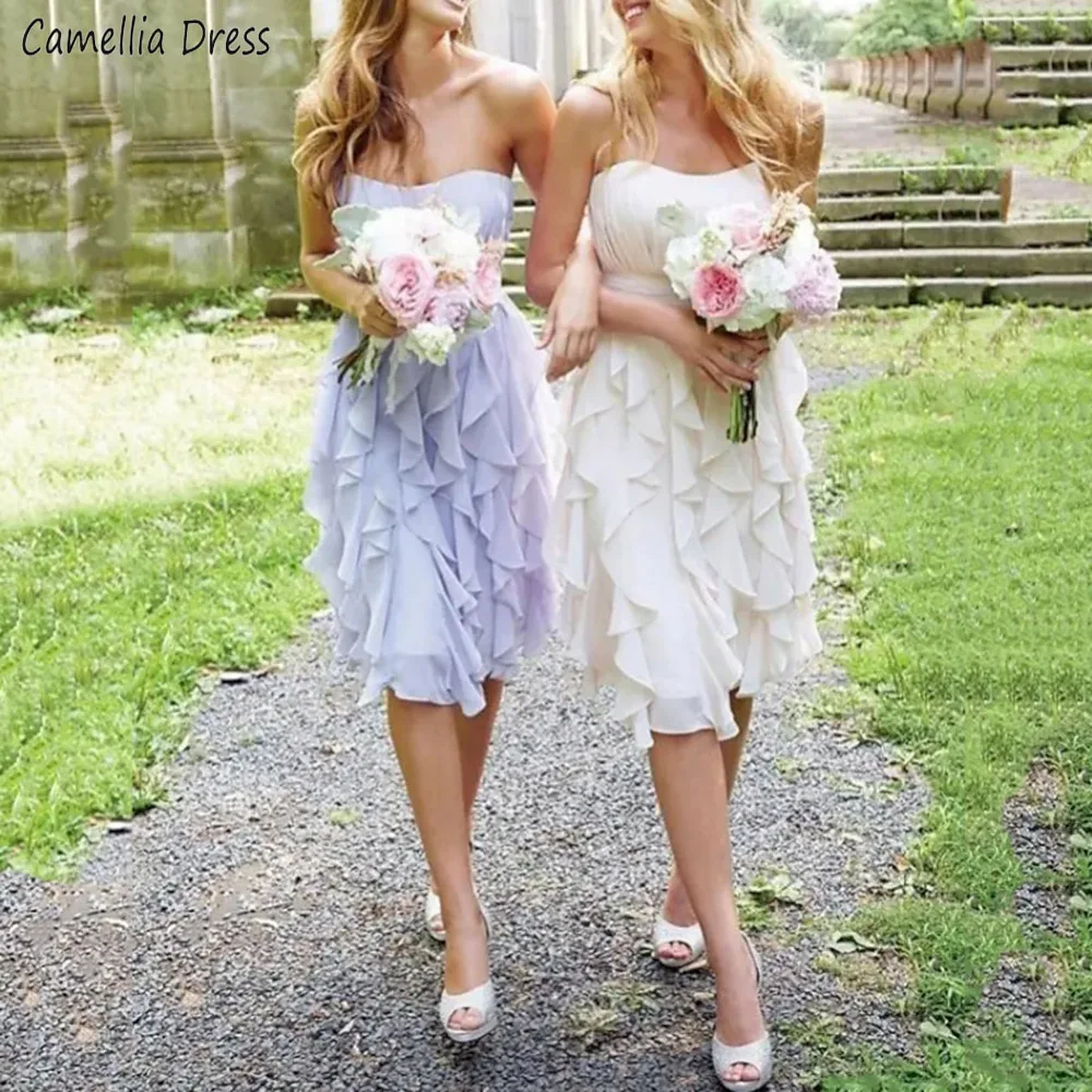 

Fairy Sweetheart Short Bridesmaid Dresses Sheath Sleeveless Wedding Party Dress Knee Length Robe Demoiselle D Honneur Femme