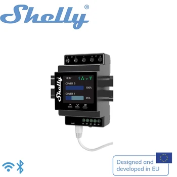Shelly Pro 듀얼 커버/셔터 PM 와이파이 전문 DIN 레일 스마트 셔터 컨트롤러, 전력 측정 기능 16A