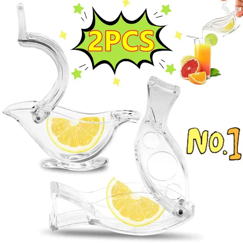 Fruit Juicer Lemon Squeezer Juice Squeezer Kitchen Home Slip Tool Press Squeeze Fruit Mini Manual Juicer Bird Fish Shape Transparent Portable Orange Lemon Juicer 2/1PC