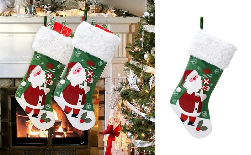 

Christmas Stocking Ornaments Christmas Stocking Socks Snowman Santa Elk Xmas Fireplace Xmas Tree Ornaments Party Gift Bags