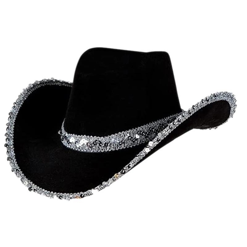 Sequin cowgirl hat for adults cowboy hats party performance cowboy hats cowgirl hats