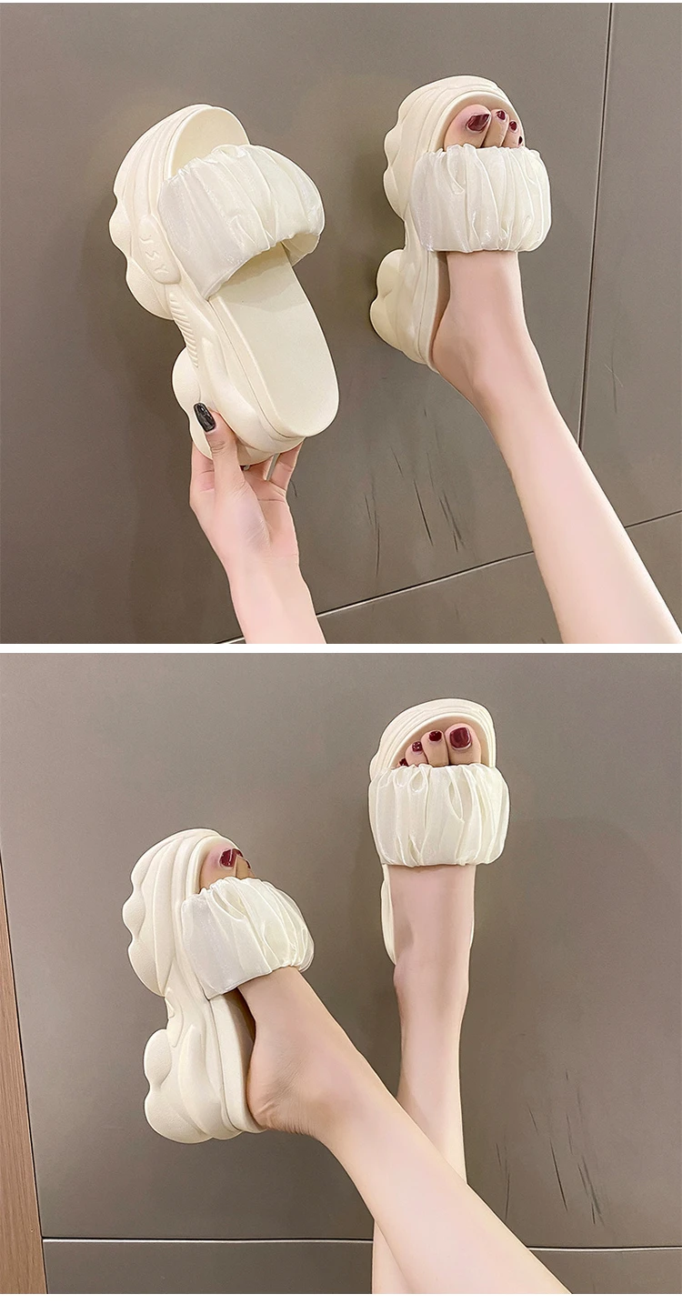 Women's Silk Single Band Platform Slides - true-deals-club