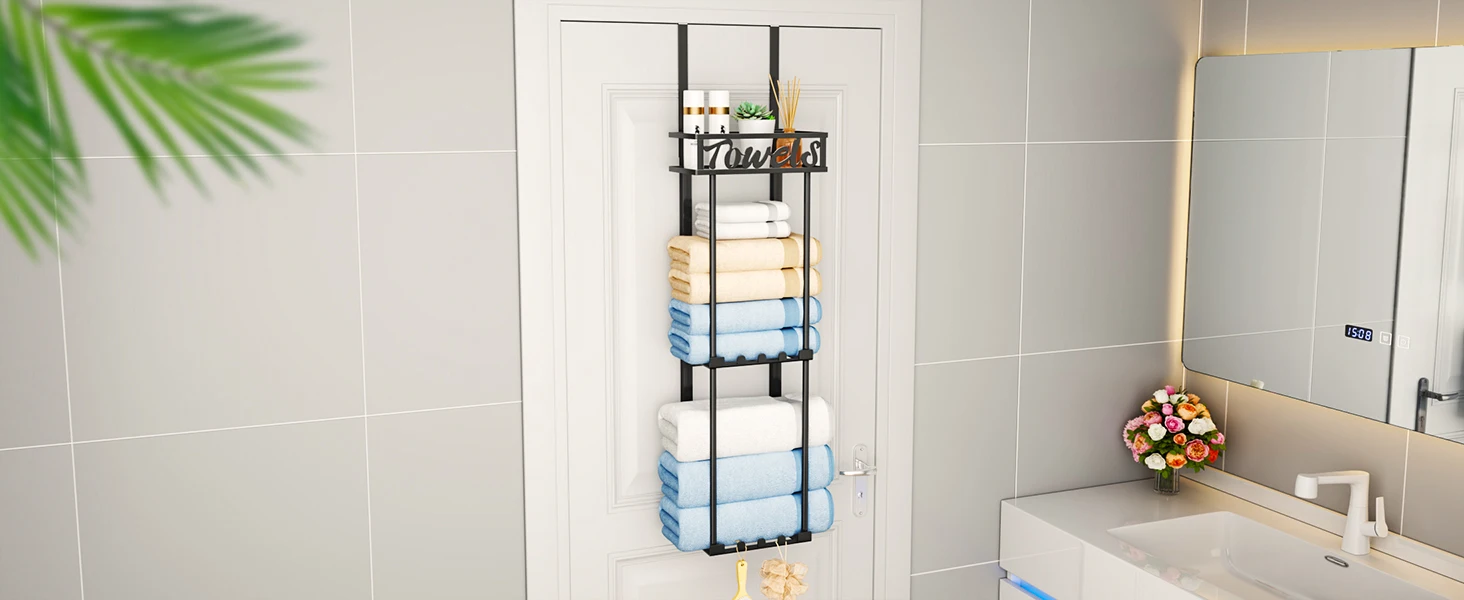 towel rack bathroom over door towel holder rolled towel rack