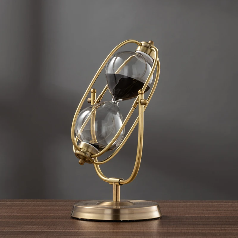 French Vintage Brass Hourglass 360 Rotating Metal Sand Clock Antique Sand Timer for Gifts Wedding Office Decor sand timer