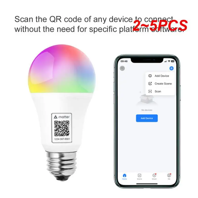 

2~5PCS A19 Smart Bulb Wholesale Matter Smart Light WiFi 9W With Voice Control And Timer Setting Wireless Smart Light Home