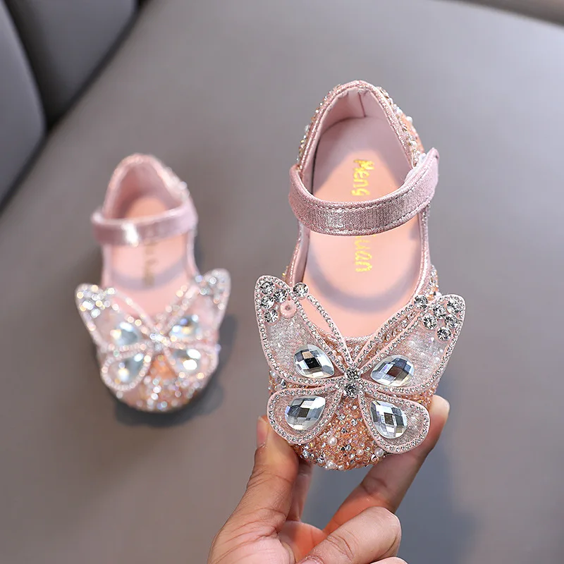 Girls Cute Pearl Princess Shoes Spring Kids Sequin Bow Dance Leather Shoes Children's Rhinestone Party Wedding Shoes G579 silver leaf bridal headpiece for weddings rhinestone headdress brides girls woman headwear elegant hair accessories party prom