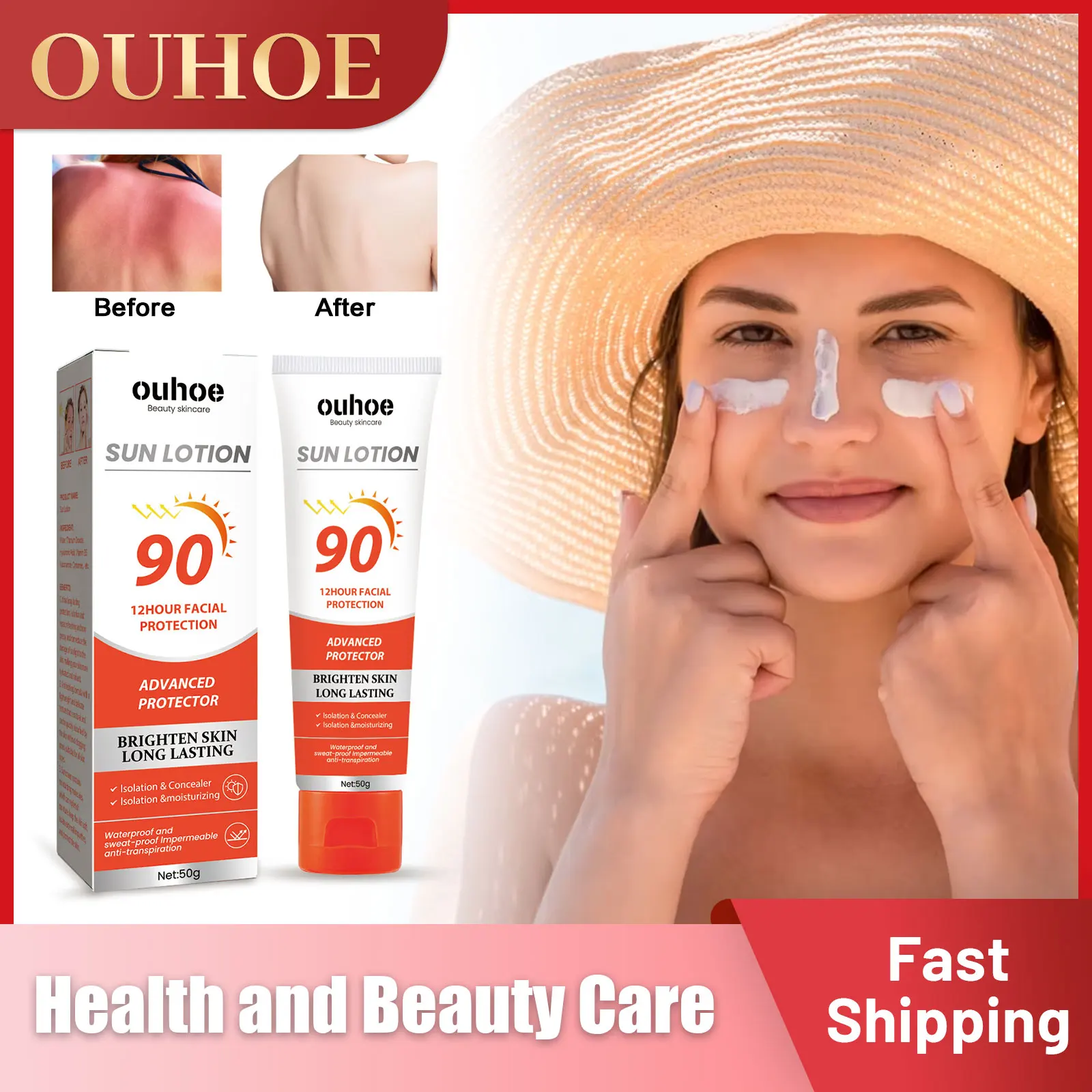 

Facial Body Sunscreen SPF90 UV Protection Sun Blocker Lasting Sunblock Anti Aging Oil Control Moisturizing Whitening Sun Cream