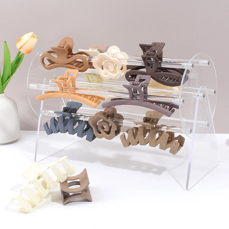 360-Degree Rotating Claw Clip Holder for Women Girls Acrylic Claw Clip Organizer Holder Hair Clip Display Jewelry Display Stand new bowknot hair catch claws stain ribbon bow hairpin duckbill clip hair accessory for women hair claw headgear
