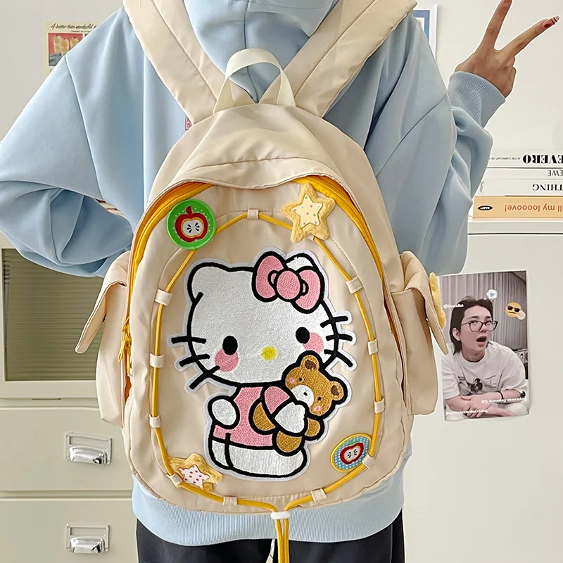 

Рюкзак Hello Kitty для девочек в японском стиле, вместительный ранец для начальной школы с мультипликационным рисунком, Школьные Аксессуары