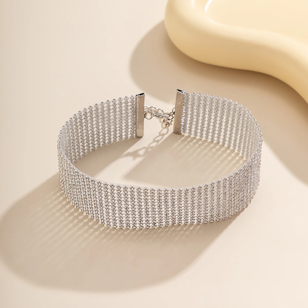 Shiny Full Rhinestone Short Chunky Choker Necklace for Women