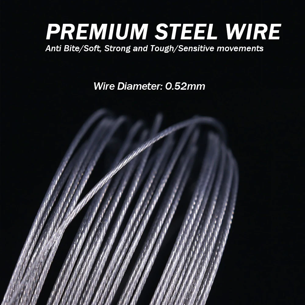 24Pcs Anti Bite Fishing Line Steel Wire Leader With Swivel Double-Lock Snap Accessory Lead Core Leash 25cm 15kg/35lb 5