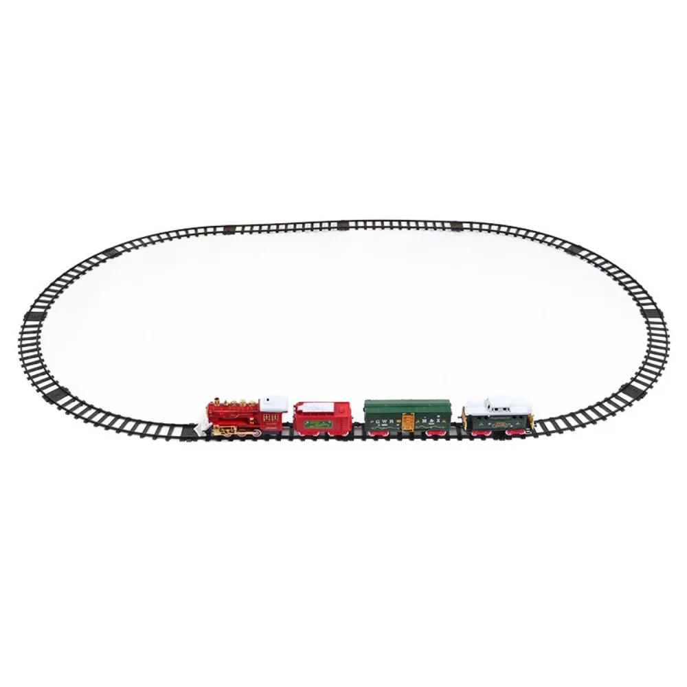 Simulate Christmas Vintage Steam Smoking Little Train High-speed Rail Electric Rail Car Model Children's Toy Gift