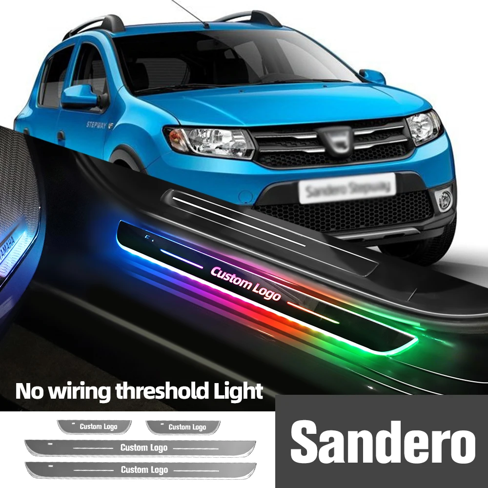 

For Dacia Sandero Stepway 2007-2023 2018 2020Car Door Sill Light Customized Logo LED Welcome Threshold Pedal Lamp Accessories