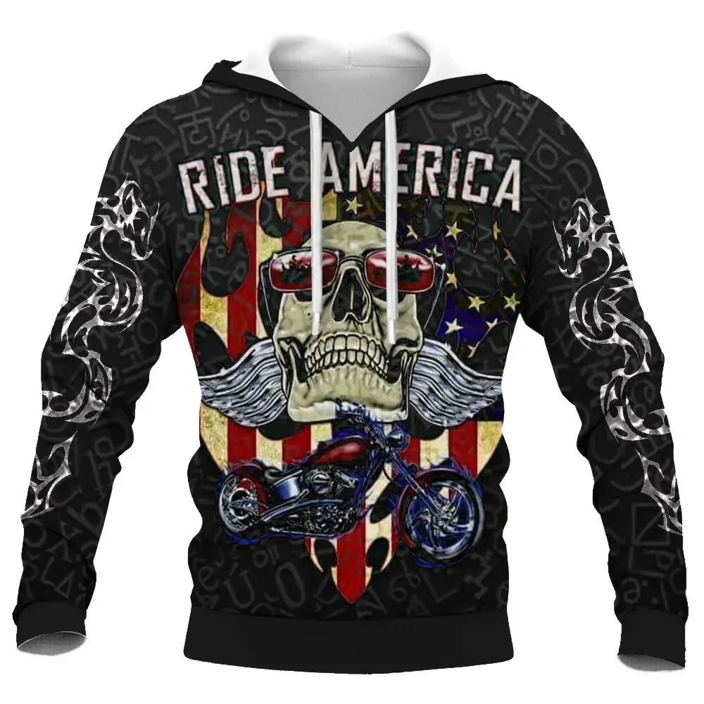 thumbnail image 1 of Sudadera con capucha para hombre con estampado 3D de calavera y motocicleta, sudadera de gran tamaño con estampado gráfico, sudadera de calle a la moda para hombre, camisetas casuales para hombre, 1 of 5