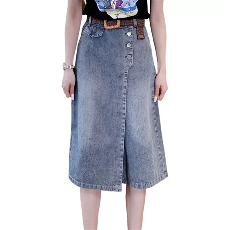

2023 Casual Spring Summer Denim Skirt Pants Capris For Women's Clothing Culotte Pants Skirts High Waist Wide Leg Pants AC630