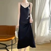 Silk glossy Hanging Suspender Dress With Feminine Temperament, spring And Summer high-end Solid Color Long Skirt 1