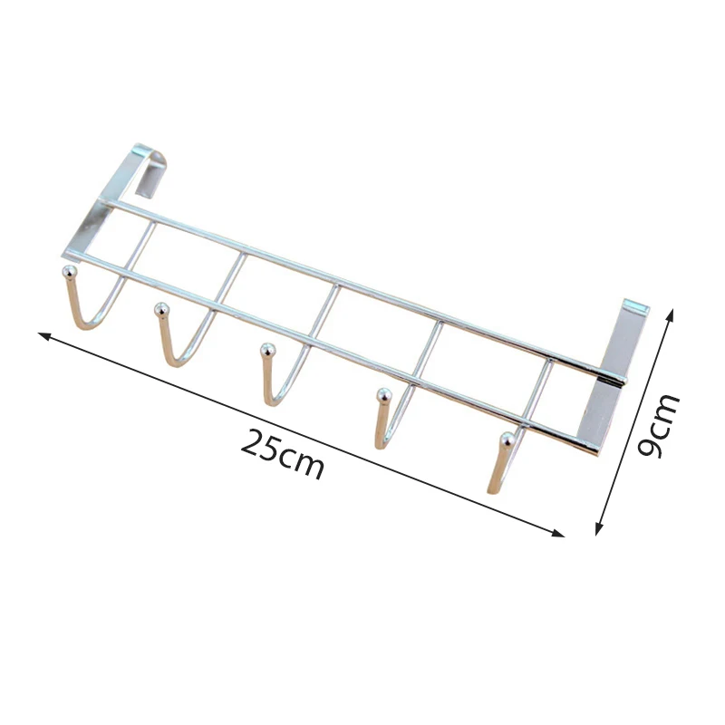 Storage Hook Door Hook 5 Hooks Clothing Coat Towel Hanger Rack Holder Shelf Over Door Home Bathroom Kitchen Hat Organizer