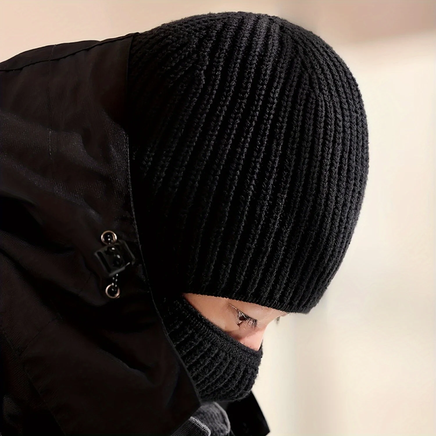 One-Piece Hat, Winter Men's Balaclava, Knitted Woolen Hat, Windproof and Cold-Proof Hood, Mask, Warm and Cold Hat 3