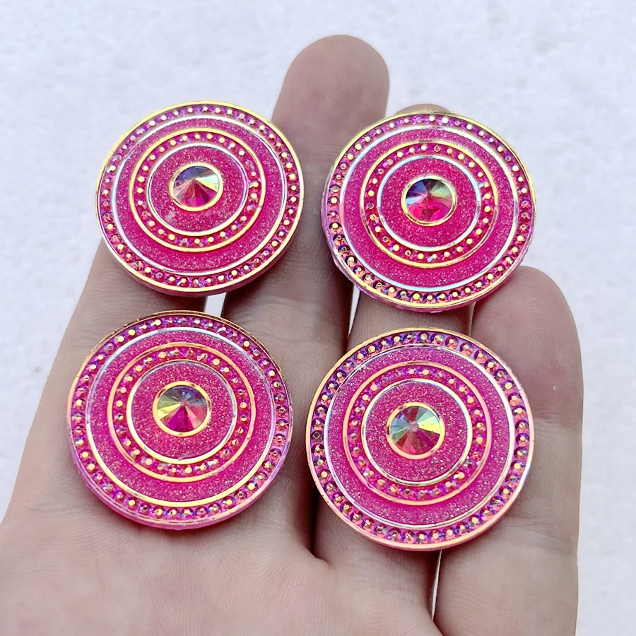 라운드 플라잉 쏘서 송진, AB 컬러, 매력적인 라인석, 웨딩 장 DIY 쥬얼리 귀걸이, 30mm, 10 개