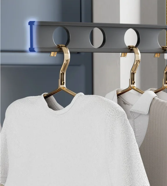 SKIKEN 2-in-1 Clothes Drying Rack With Rod Wall Mounted Laundry